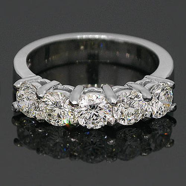 14K White Solid Gold Womens Five Stone Diamond Anniversary Ring 1.85 Ctw